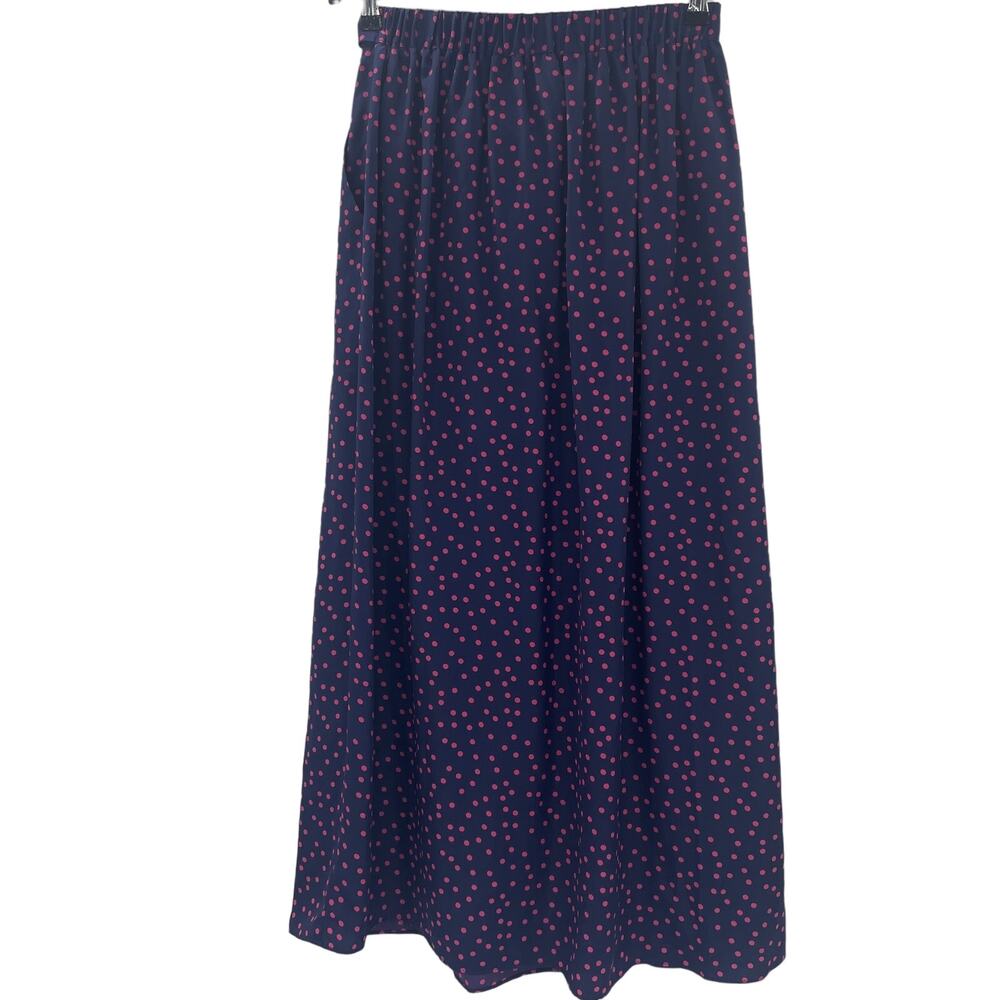J. PETERMAN Maxi Polka Dot Skirt Womens Size 6 Lightweight Pull On Self Tie Belt - Picture 2 of 9